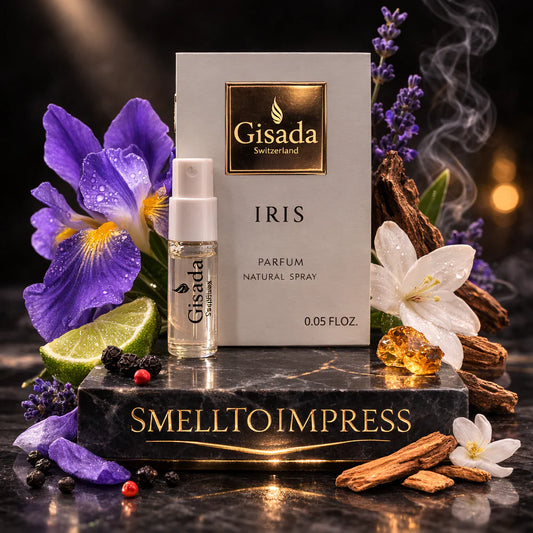 image of Gisada Iris for Women with an official 1.5ml 0.05 fl. oz. perfume sample